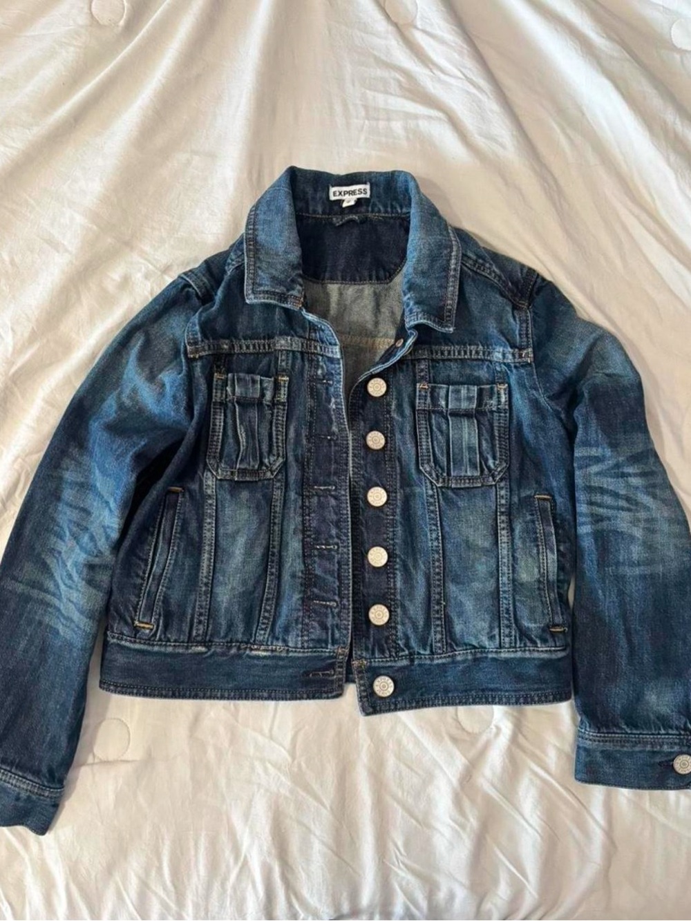 Express Junior’s Blue Washed Denim Jacket